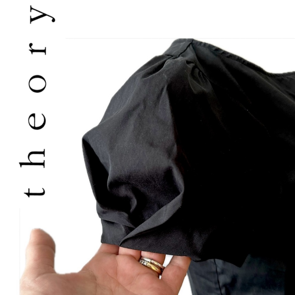 Theory Cap /Ballon Sleeve Stretch T-Shirt in Black